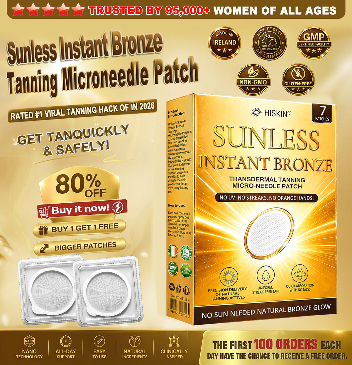 ☘️ 𝑶𝒇𝒇𝒊𝒄𝒊𝒂𝒍 𝑺𝒕𝒐𝒓𝒆 | ☀️ 𝐇𝐢𝐬𝐤𝐢𝐧® 𝐒𝐮𝐧𝐥𝐞𝐬𝐬 𝐈𝐧𝐬𝐭𝐚𝐧𝐭 𝐁𝐫𝐨𝐧𝐳𝐞 𝐓𝐚𝐧𝐧𝐢𝐧𝐠 𝐌𝐢𝐜𝐫𝐨𝐧𝐞𝐞𝐝𝐥𝐞 𝐏𝐚𝐭𝐜𝐡 🇮🇪 | 𝐀 𝐆𝐨𝐥𝐝𝐞𝐧 𝐆𝐥𝐨𝐰—𝐖𝐡𝐚𝐭𝐞𝐯𝐞𝐫 𝐭𝐡𝐞 𝐈𝐫𝐢𝐬𝐡 𝐖𝐞𝐚𝐭𝐡𝐞𝐫 | 𝐉𝐮𝐬𝐭 𝐎𝐧𝐞 𝐏𝐚𝐭𝐜𝐡 𝐚 𝐃𝐚𝐲 • 𝐕𝐢𝐬𝐢𝐛𝐥𝐞 𝐁𝐫𝐨𝐧𝐳𝐞 𝐆𝐥𝐨𝐰 𝐢𝐧 𝟕 𝐃𝐚𝐲𝐬 ✅ 𝐍𝐨 𝐔𝐕 • 𝐍𝐨 𝐎𝐫𝐚𝐧𝐠𝐞 • 𝐍𝐨 𝐒𝐭𝐫𝐞𝐚𝐤𝐬 • 𝐍𝐨 𝐃𝐇𝐀 • 𝐍𝐨 𝐌𝐞𝐬𝐬