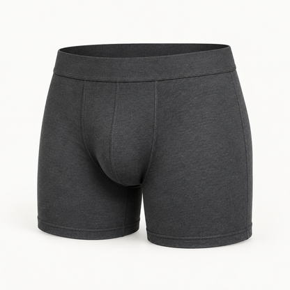 Everyday Stretch Boxer Briefs in deep charcoal — front three-quarter view