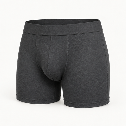 Everyday Stretch Boxer Briefs in deep charcoal — front three-quarter view