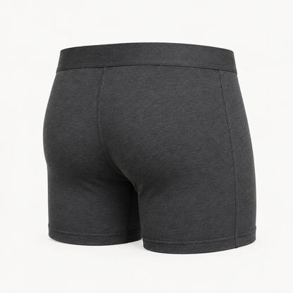 Everyday Stretch Boxer Briefs in deep charcoal — rear construction view