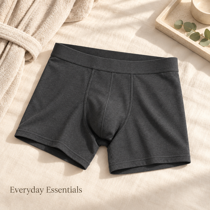 Everyday Stretch Boxer Briefs in deep charcoal — everyday styling view