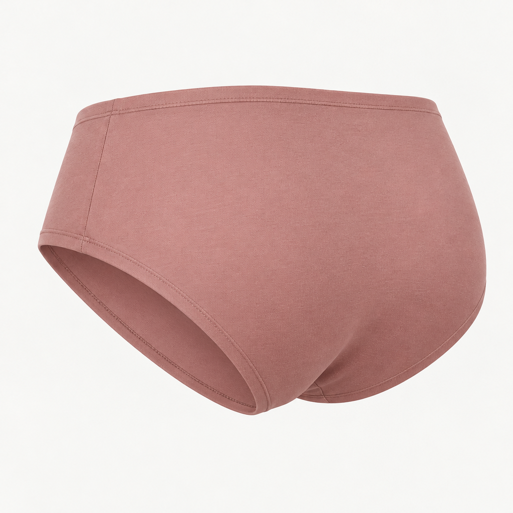 Mid-Rise Hipster Briefs in muted dusty rose — rear construction view