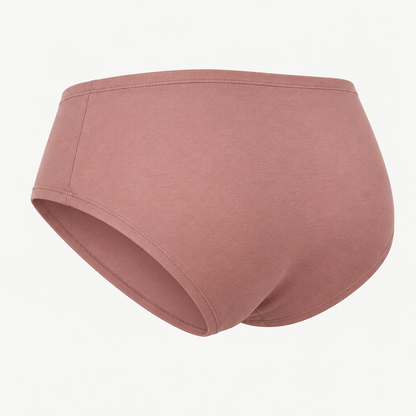Mid-Rise Hipster Briefs in muted dusty rose — rear construction view