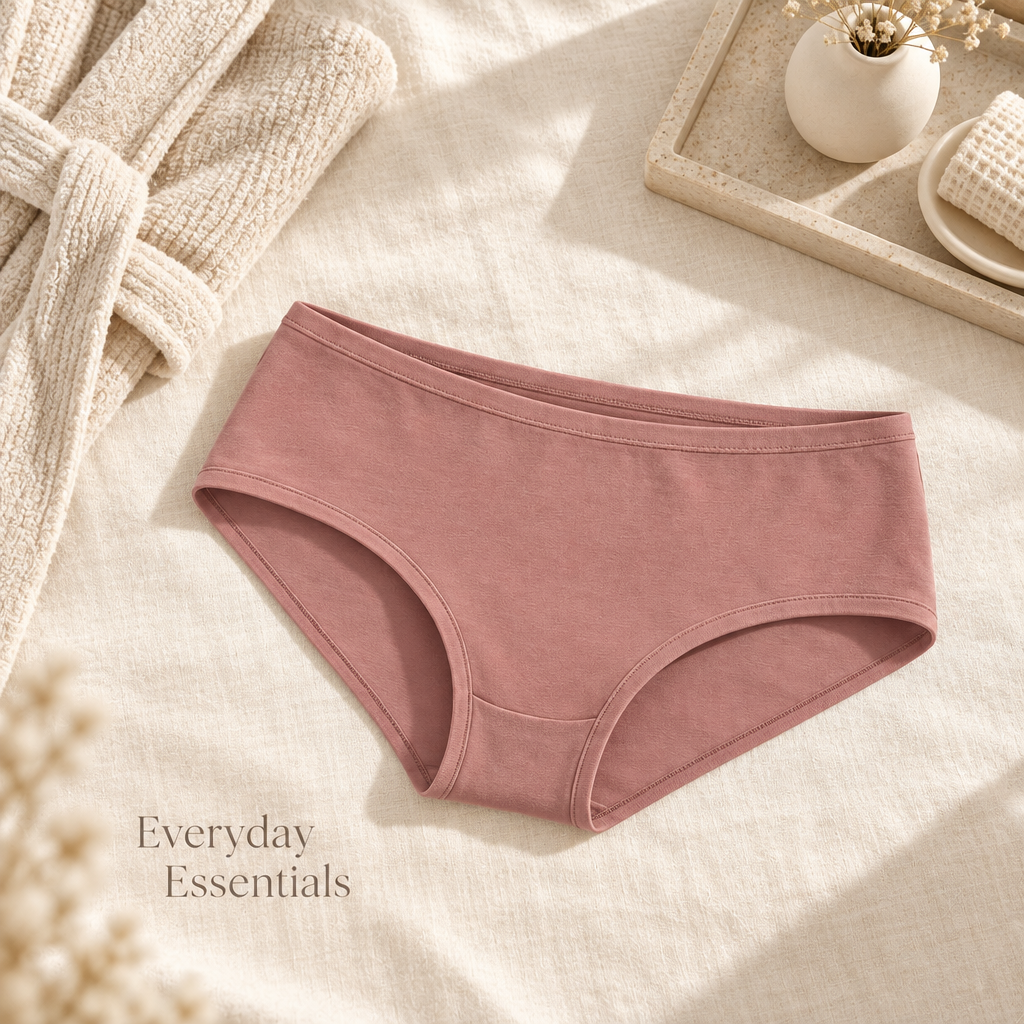 Mid-Rise Hipster Briefs in muted dusty rose — everyday styling view
