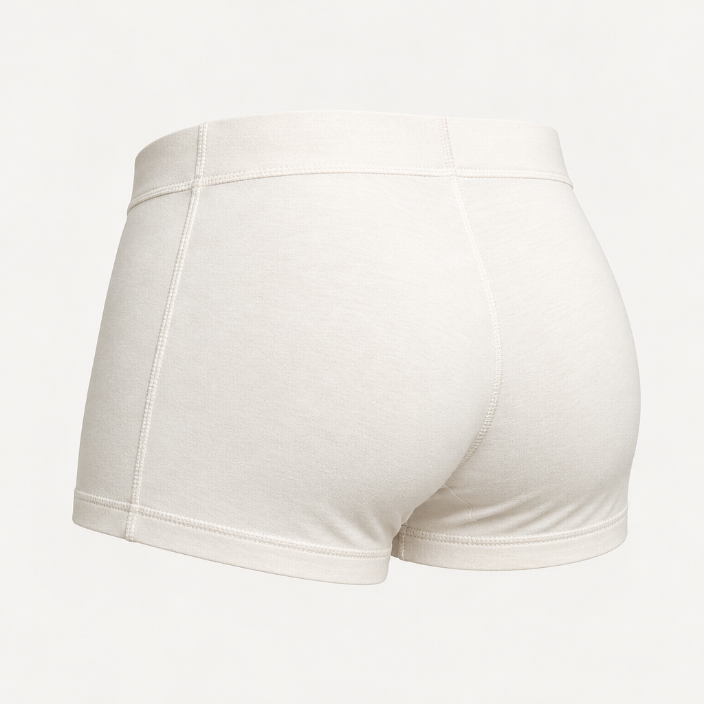 Soft-Stretch Boyshort Briefs in soft ivory — rear construction view