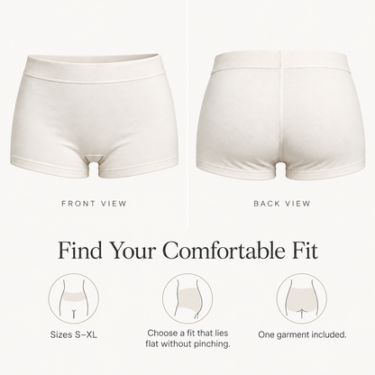 Soft-Stretch Boyshort Briefs in soft ivory — coverage and fit overview