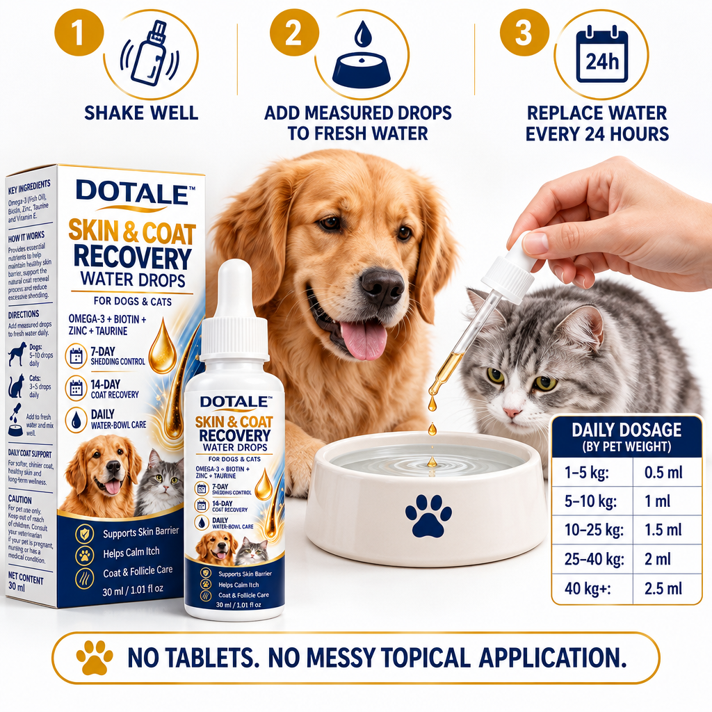 DOTALE™ Skin & Coat Recovery Water Drops for Dogs and Cats